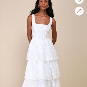 Lulu's White Ruffled Tiered Sundress for Weddings